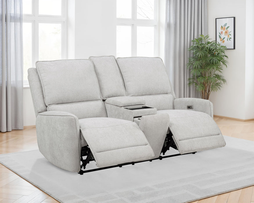 Sylmar Chenille Upholstered Power Reclining Loveseat Dove Grey