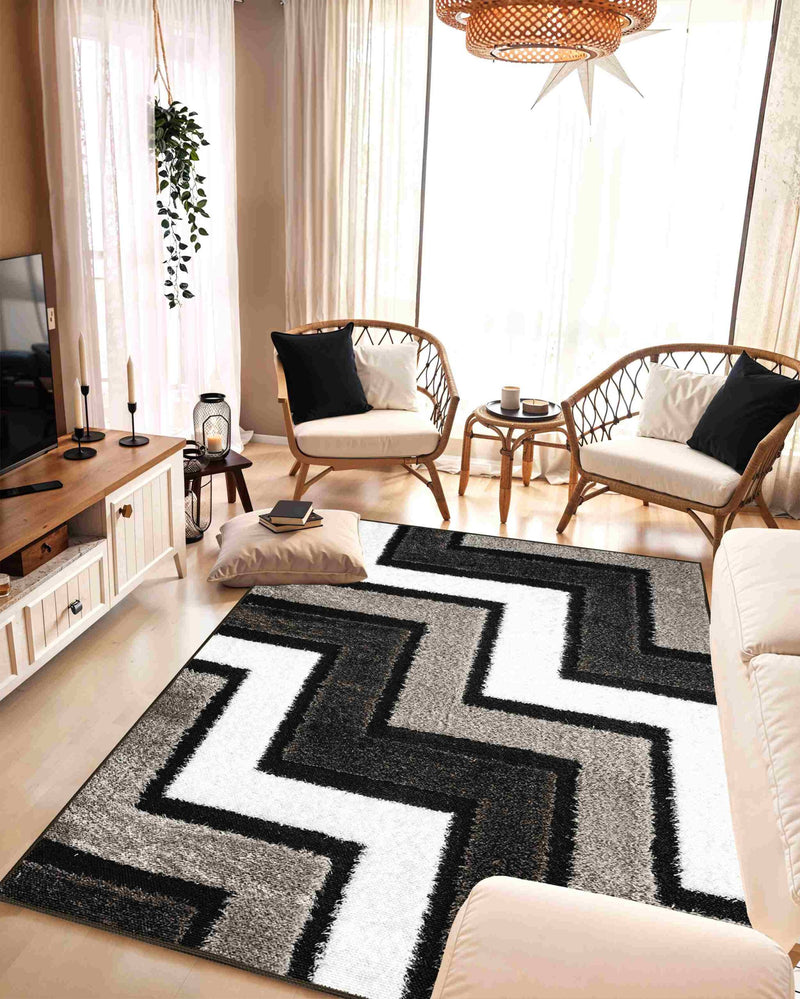 5D SHAGGY Rug Design 6410 Grey 5x8 (5'2x7'5")"
