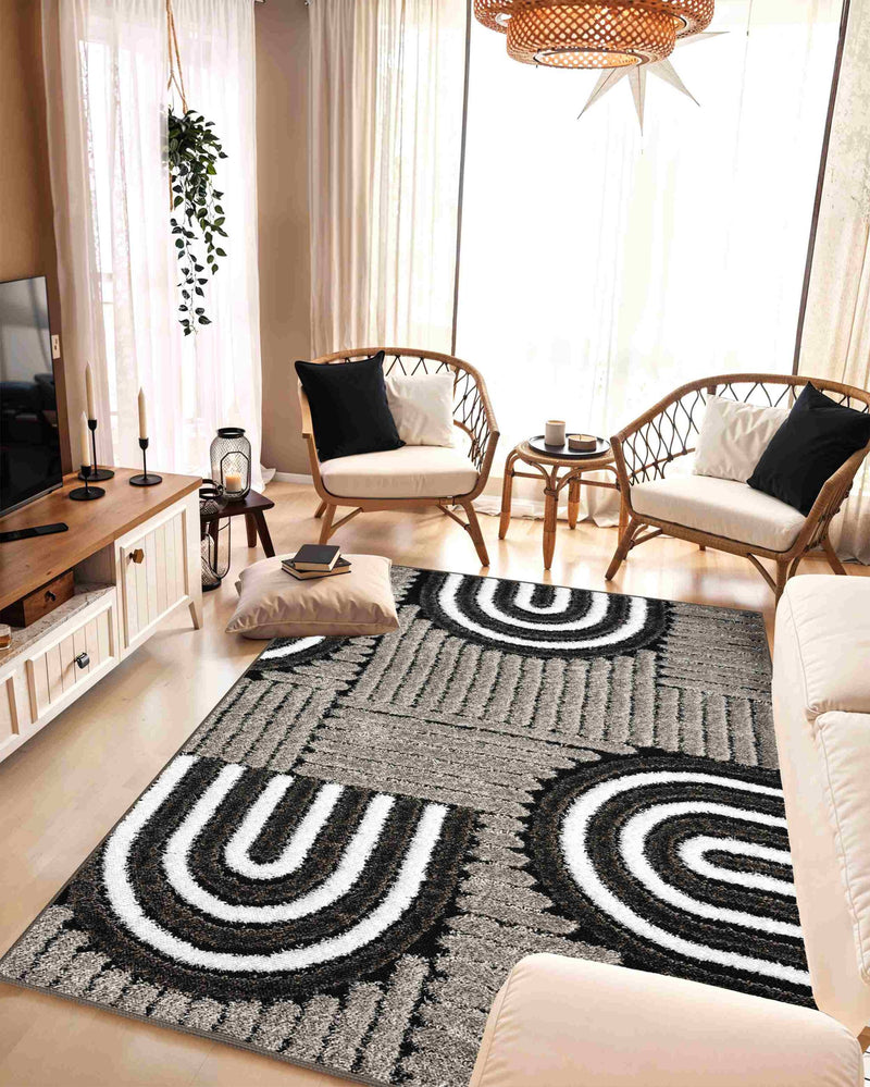 5D SHAGGY Rug Design 6412 Grey 5x8 (5'2x7'5")"
