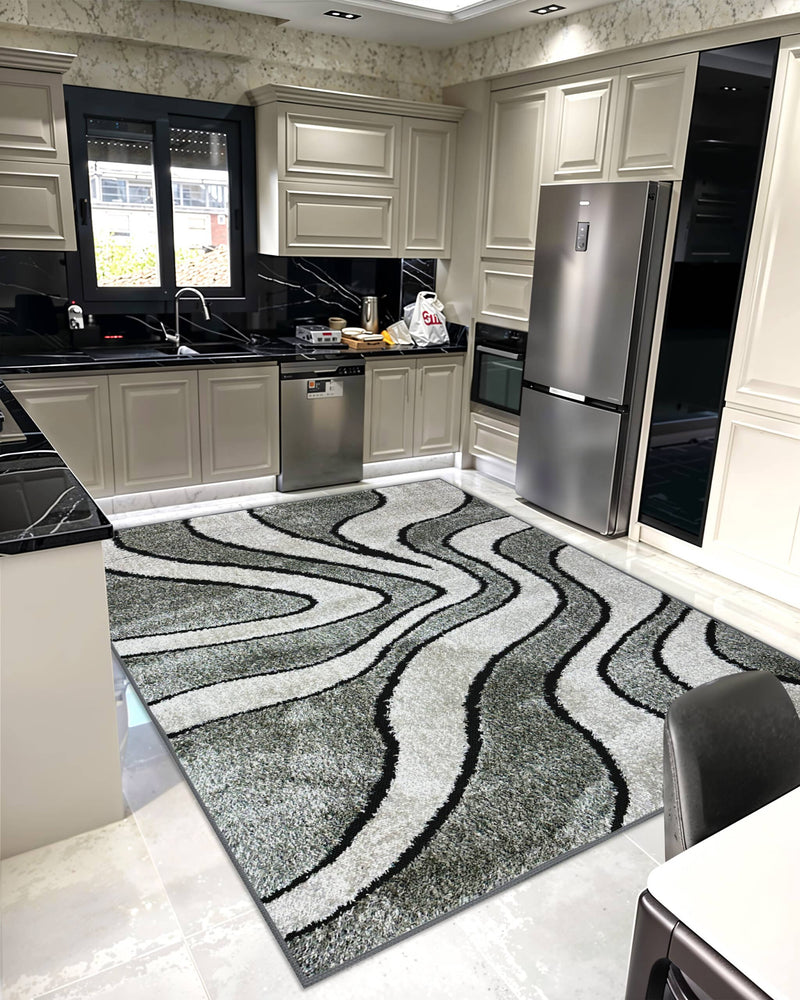 5D SHAGGY Rug Design 6413 Grey 5x8 (5'2x7'5")"