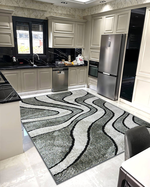 5D SHAGGY Rug Design 6413 Grey 5x8 (5'2x7'5")"