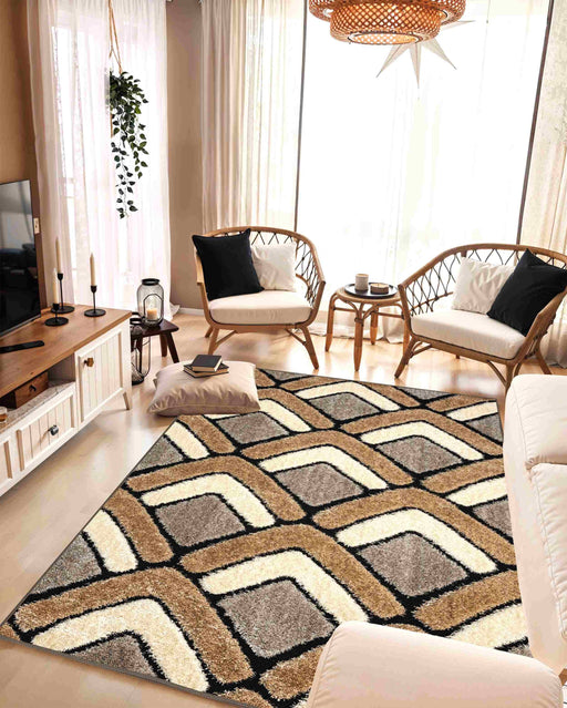 5D SHAGGY Rug Design 6414 Sand 5x8 (5'2x7'5")"