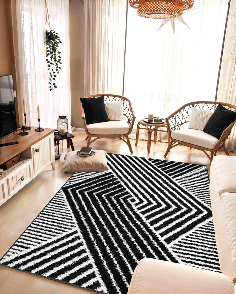 5D SHAGGY Rug Design 6415 Black 5x8 (5'2x7'5")"