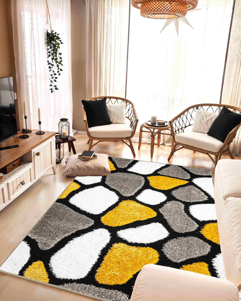 5D SHAGGY Rug Design 6416 Yellow 5x8 (5'2x7'5")"