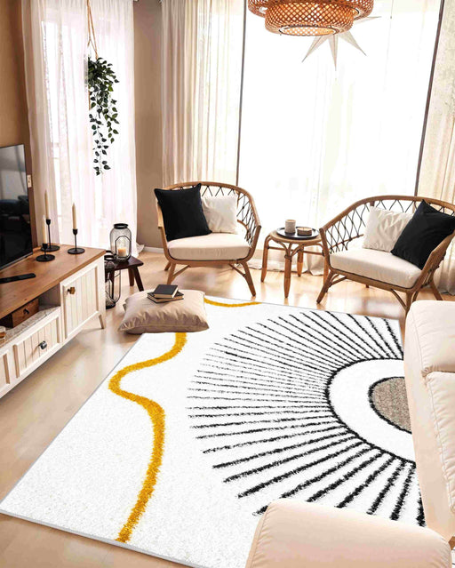 5D SHAGGY Rug Design 6420 Yellow 5x8 (5'2x7'5")"