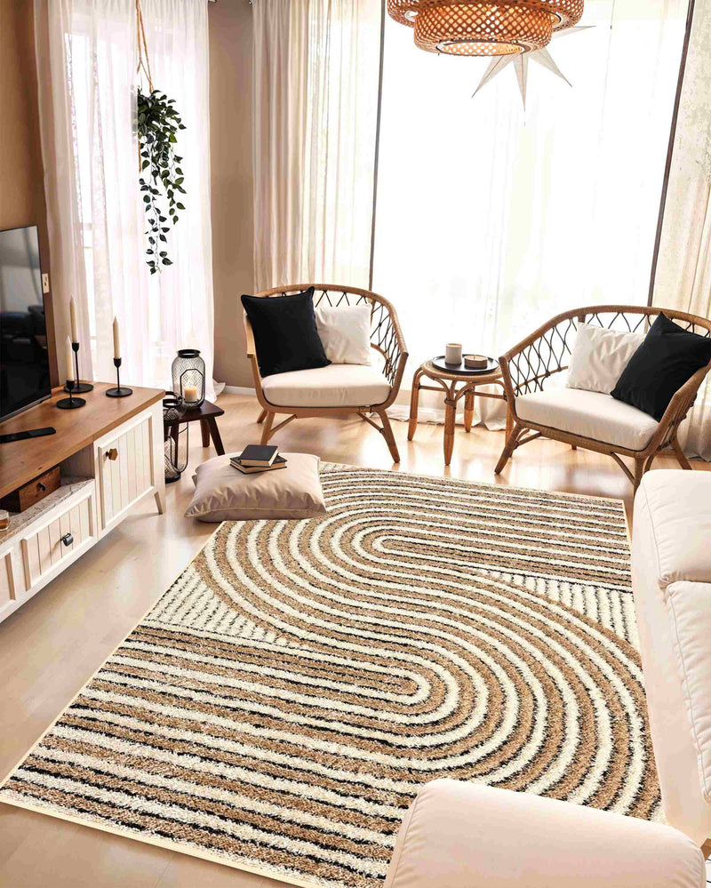 5D SHAGGY Rug Design 6421 Cream 8x11 (7'8x10'8")"