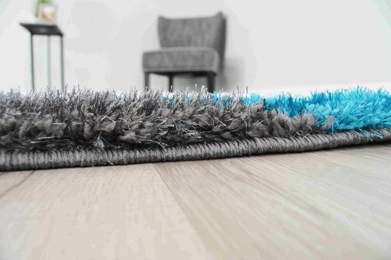 4D SHAGGY Rug Design 6483 Turquoise 8x11 (7'8x10'8")"