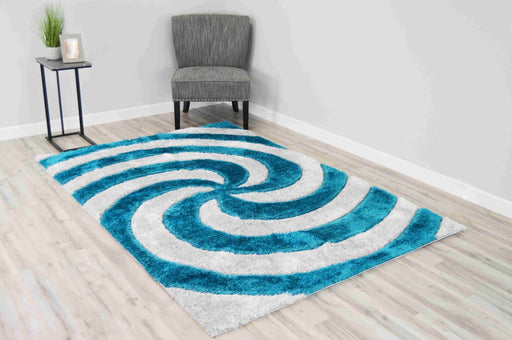 4D SHAGGY Rug Design 6484 Turquoise 2x8 Runner (2'6x7'9")"