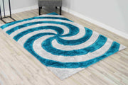 4D SHAGGY Rug Design 6484 Turquoise 8x11 (7'8x10'8")"