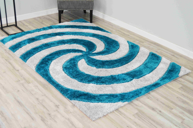 4D SHAGGY Rug Design 6484 Turquoise 8x11 (7'8x10'8")"