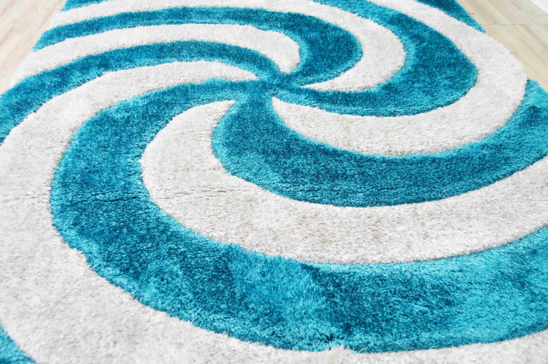 4D SHAGGY Rug Design 6484 Turquoise 5x8 (5'2x7'5")"