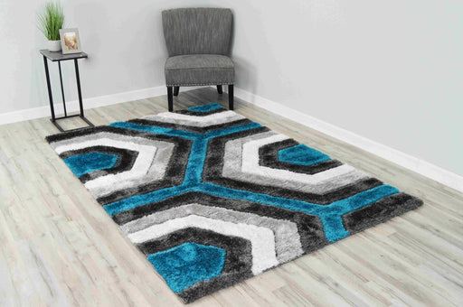4D SHAGGY Rug Design 6485 Turquoise 2x8 Runner (2'6x7'9")"