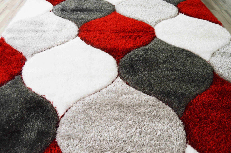 4D SHAGGY Rug Design 6488 Burgundy 8x11 (7'8x10'8")"