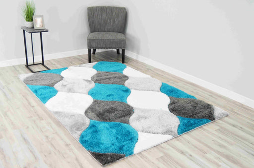4D SHAGGY Rug Design 6488 Turquoise 4x6 (3'9x5'3")"