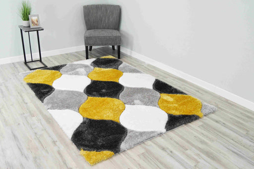 4D SHAGGY Rug Design 6488 Yellow 4x6 (3'9x5'3")"
