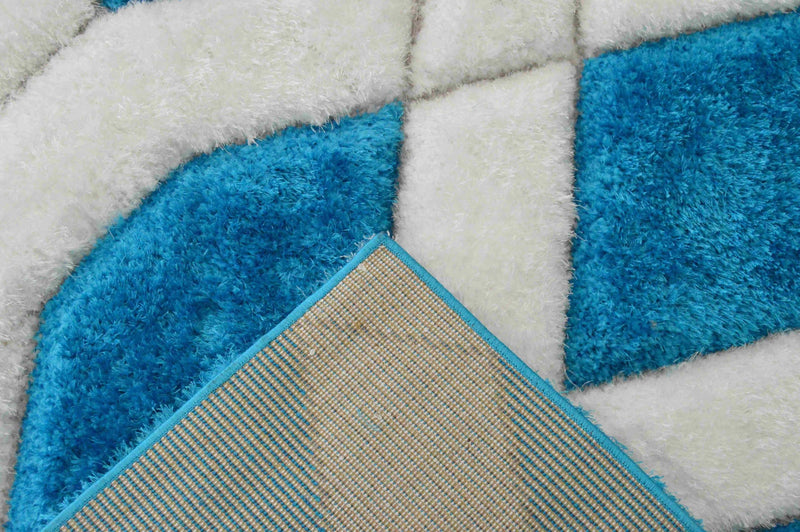 4D SHAGGY Rug Design 6490 Turquoise 8x11 (7'8x10'8")"