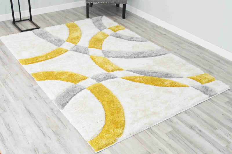 4D SHAGGY Rug Design 6491 Yellow 5x8 (5'2x7'5")"