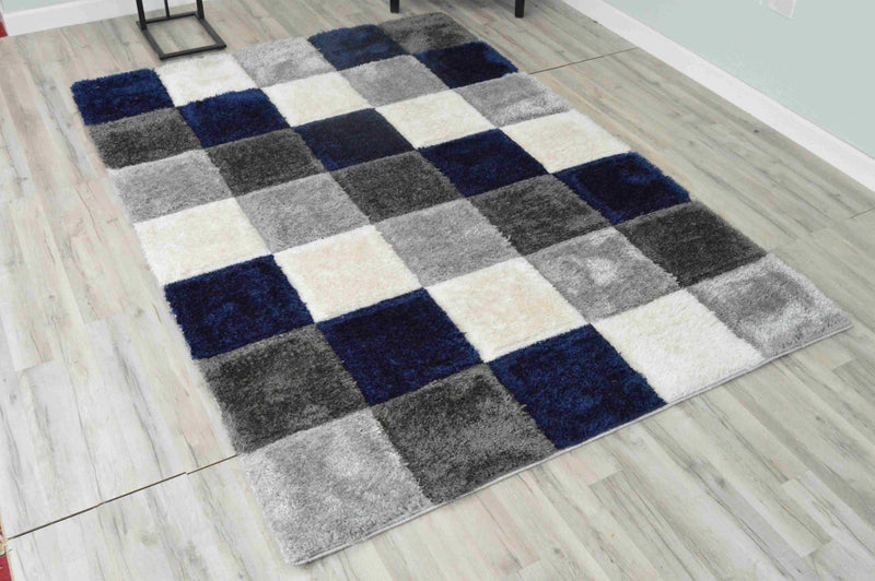 4D SHAGGY Rug Design 6493 Navy 5x8 (5'2x7'5")"