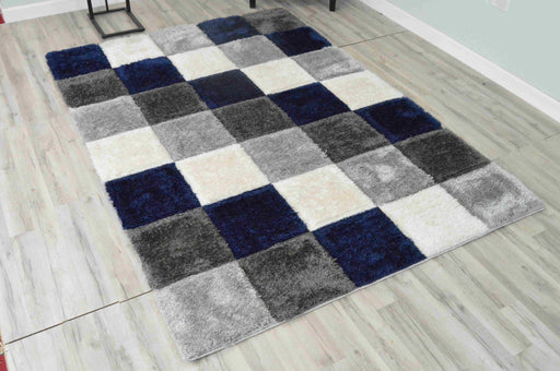 4D SHAGGY Rug Design 6493 Navy 5x8 (5'2x7'5")"