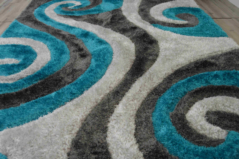 4D SHAGGY Rug Design 6499 Navy 5x8 (5'2x7'5")"