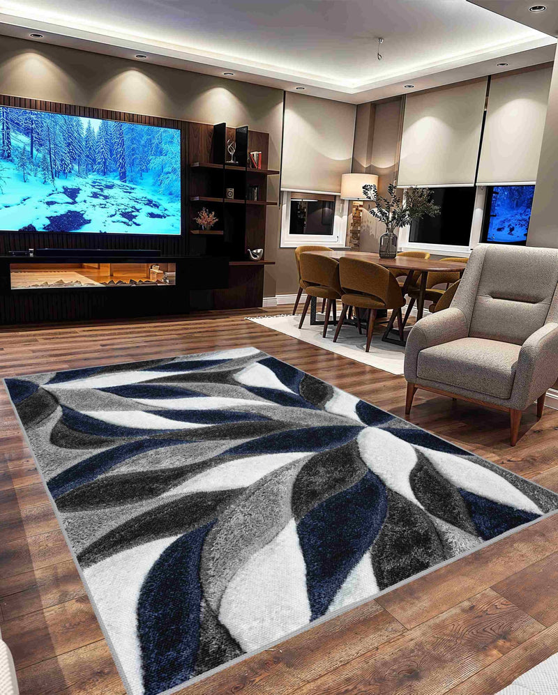 4D Shaggy Rug Design 6994 Navy 7 Foot Round (6'6x6'6" Round)"
