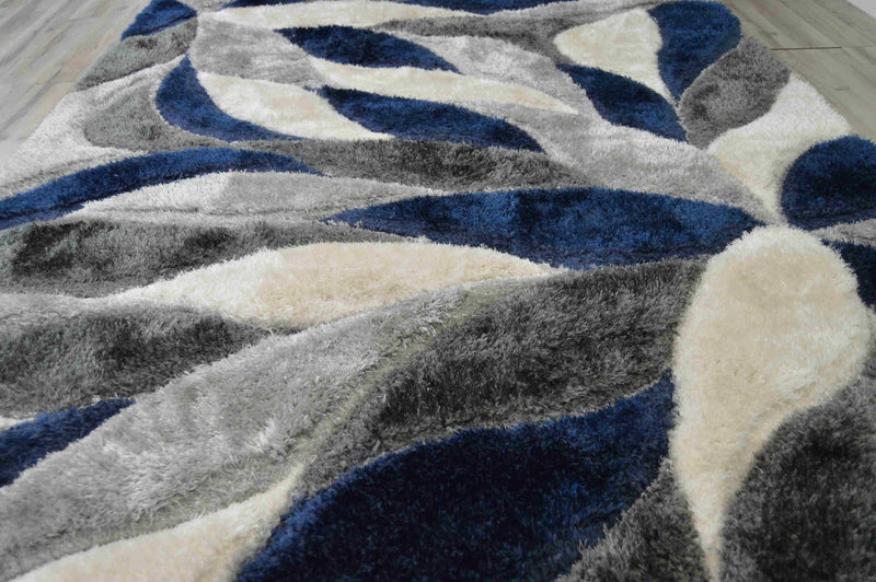 4D Shaggy Rug Design 6994 Grey 4x6 (3'9x5'3")"