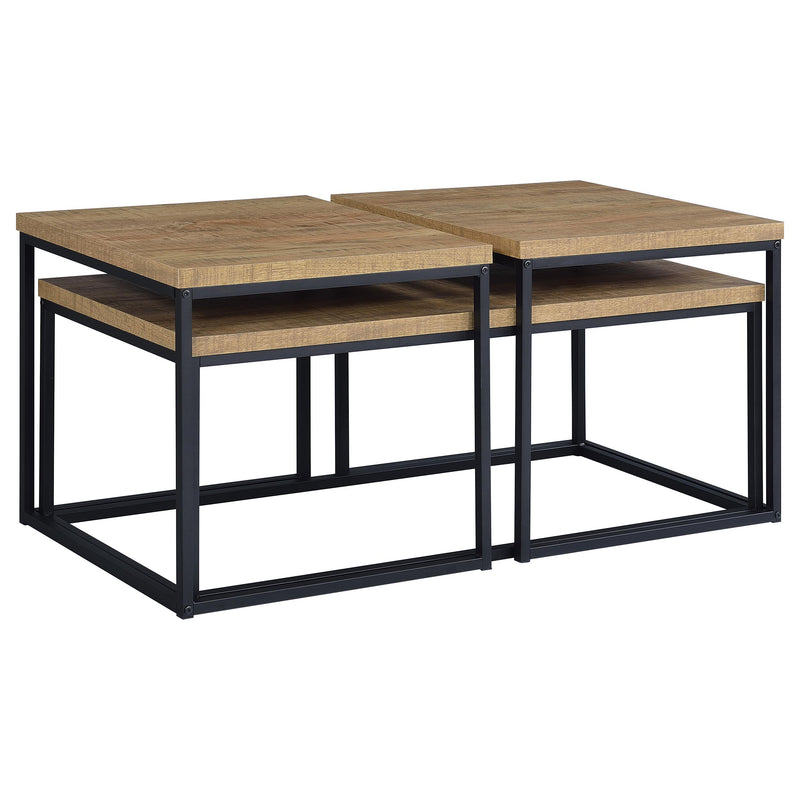 Juego de mesa de centro de madera de ingeniería Straden de 3 piezas, mango y negro
