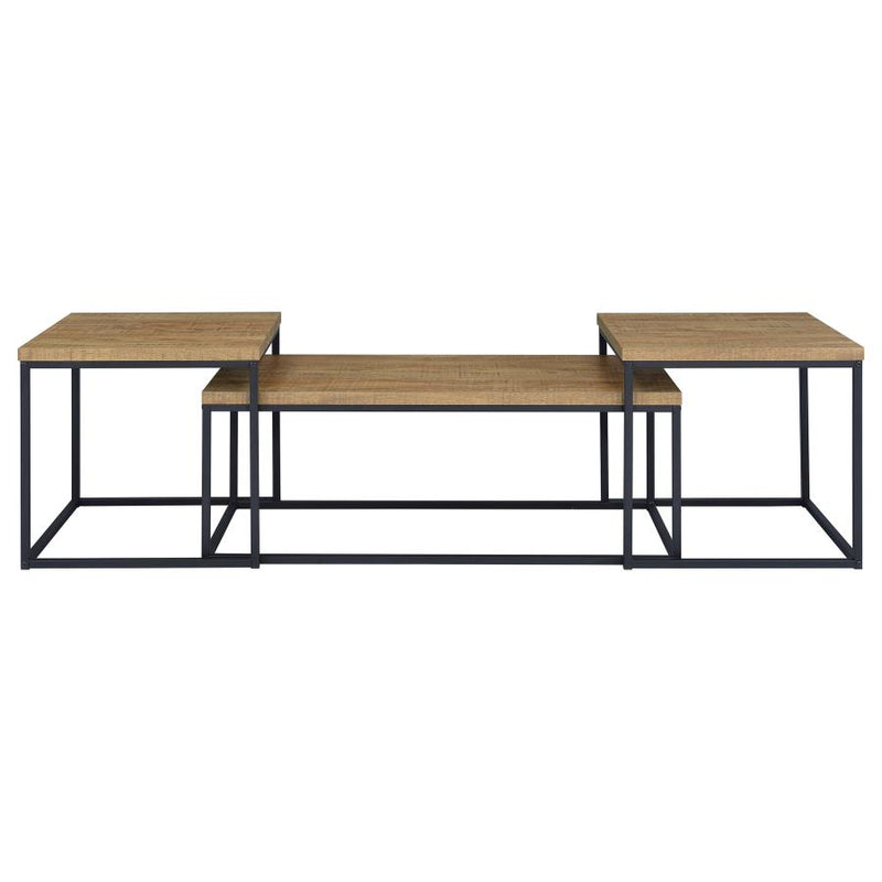 Straden 3-piece Engineered Wood Coffee Table Set Mango and Black