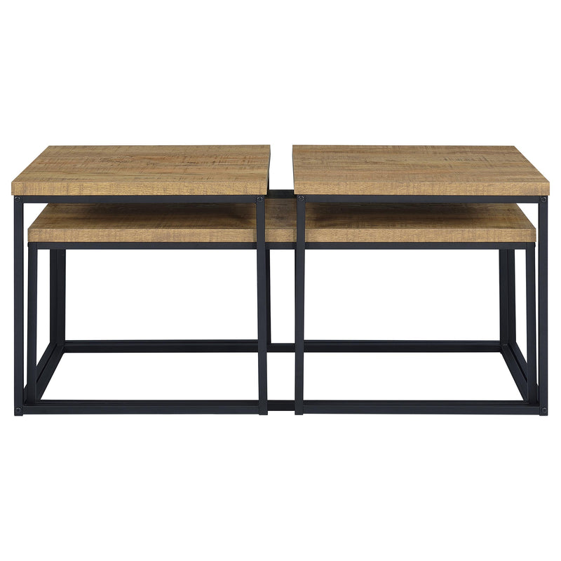 Juego de mesa de centro de madera de ingeniería Straden de 3 piezas, mango y negro