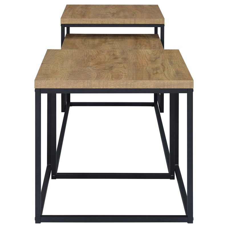 Juego de mesa de centro de madera de ingeniería Straden de 3 piezas, mango y negro