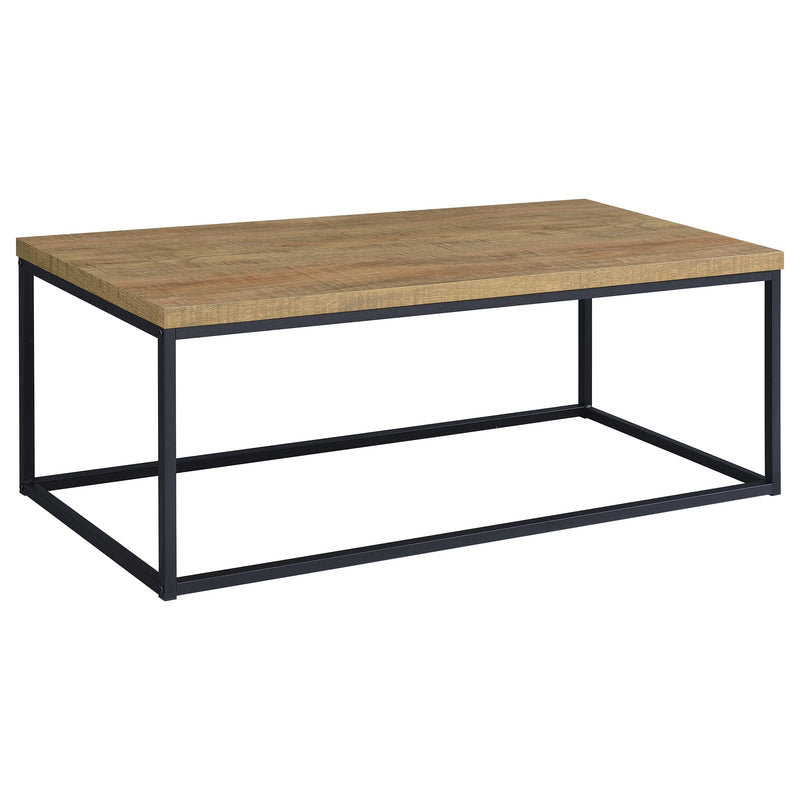 Juego de mesa de centro de madera de ingeniería Straden de 3 piezas, mango y negro