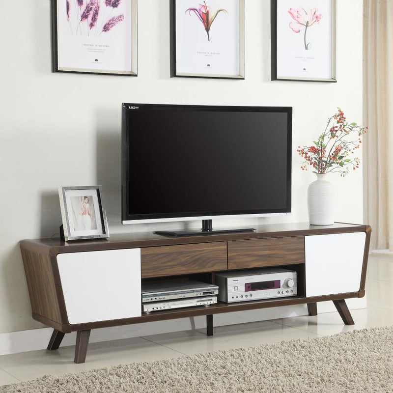 Alvin 2-door Engineered Wood 74-inch TV Stand Dark Walnut