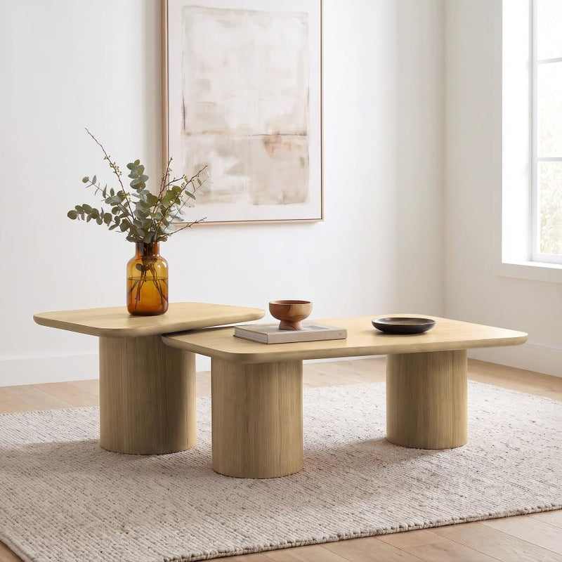 Lester 2-Piece Rounded Pedestal Nesting Coffee Table Set