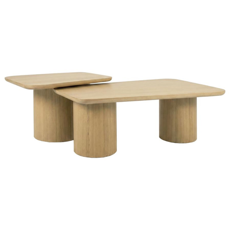 Lester 2-Piece Rounded Pedestal Nesting Coffee Table Set