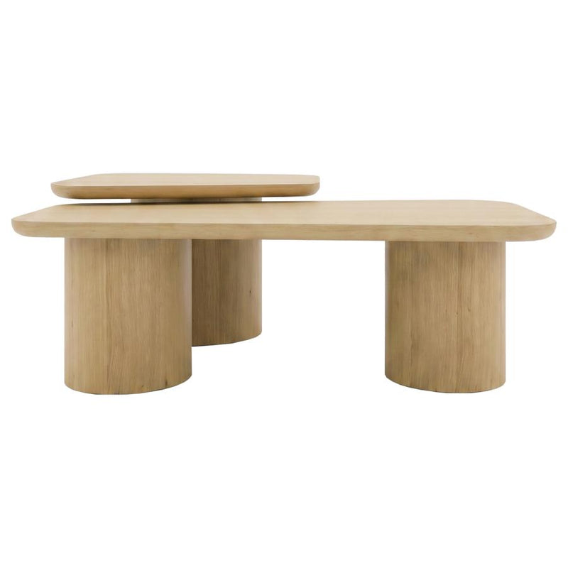 Lester 2-Piece Rounded Pedestal Nesting Coffee Table Set