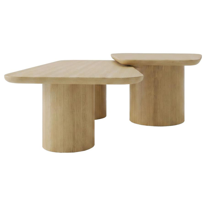 Lester 2-Piece Rounded Pedestal Nesting Coffee Table Set