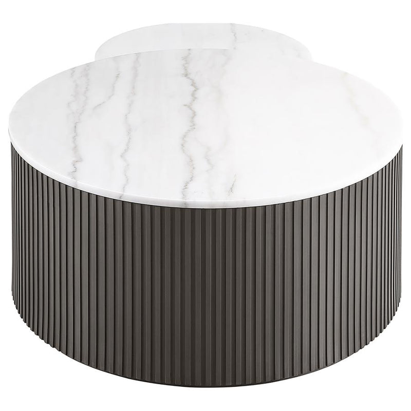 Lowe 2-Piece Round Marble Top Nesting Coffee Table Set