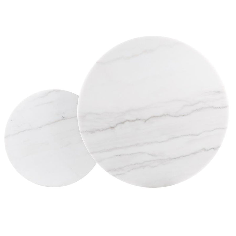 Lowe 2-Piece Round Marble Top Nesting Coffee Table Set