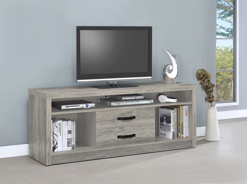 Burke 2-drawer Engineered Wood 59-inch TV Stand Grey Driftwood