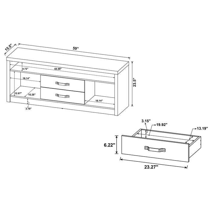 Burke 2-drawer TV Console Grey Driftwood