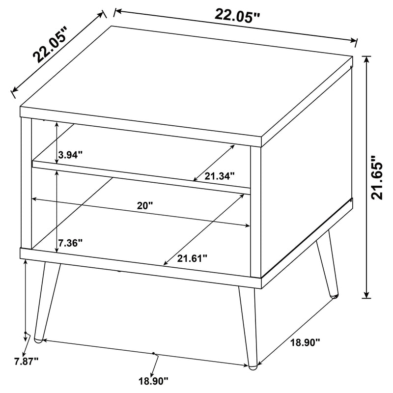 Mesa auxiliar cuadrada de madera de ingeniería Welsh, pino envejecido