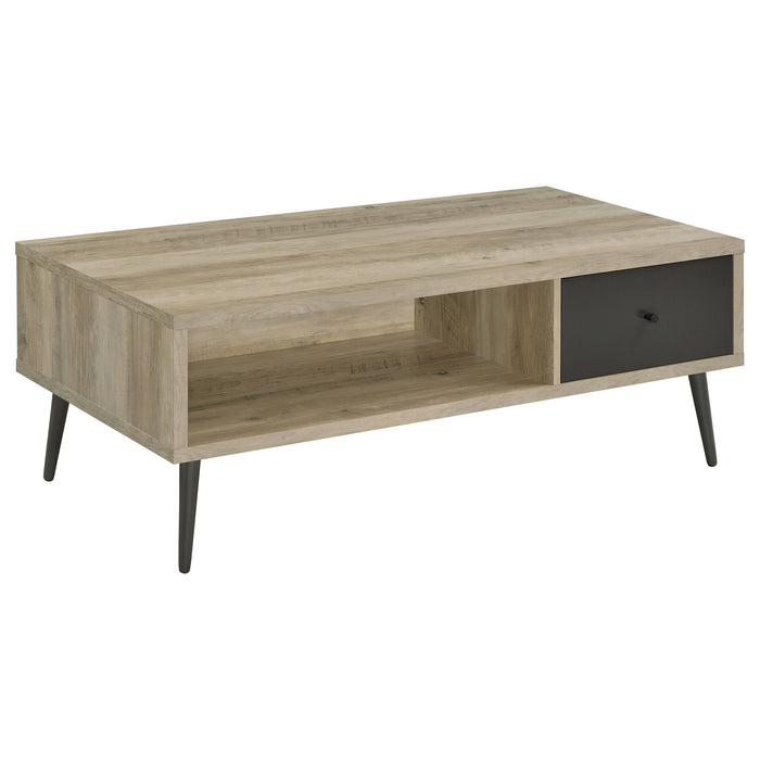 Welsh1-drawer Rectangular Engineered Wood Coffee Table With Storage Shelf Antique Pine and Grey