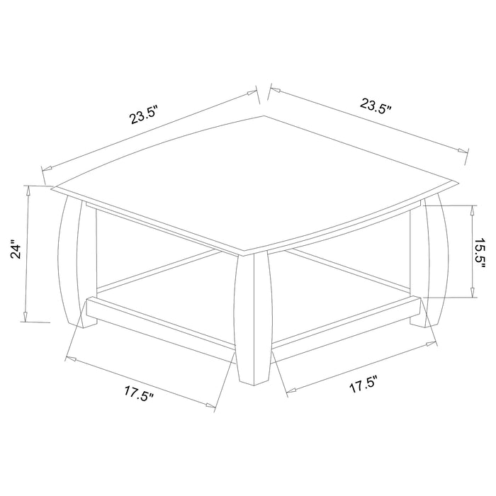 Dixon Square End Table with Bottom Shelf Espresso