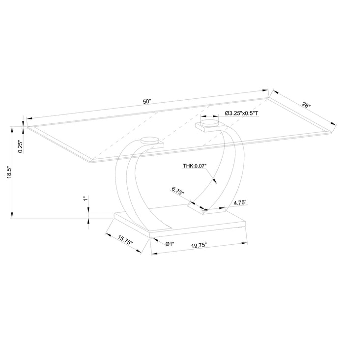 Pruitt Glass Top Coffee Table Clear and Satin