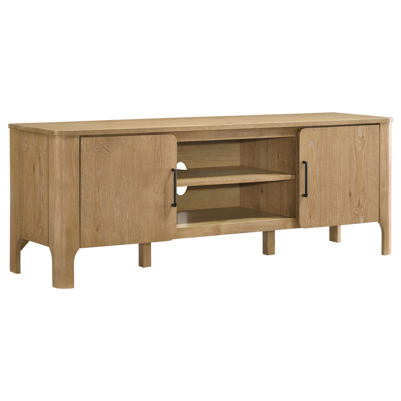 Rowe Mueble de TV de madera de 2 puertas y 65 pulgadas, consola multimedia, roble claro