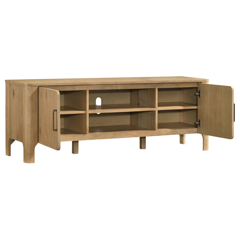 Rowe Mueble de TV de madera de 2 puertas y 65 pulgadas, consola multimedia, roble claro