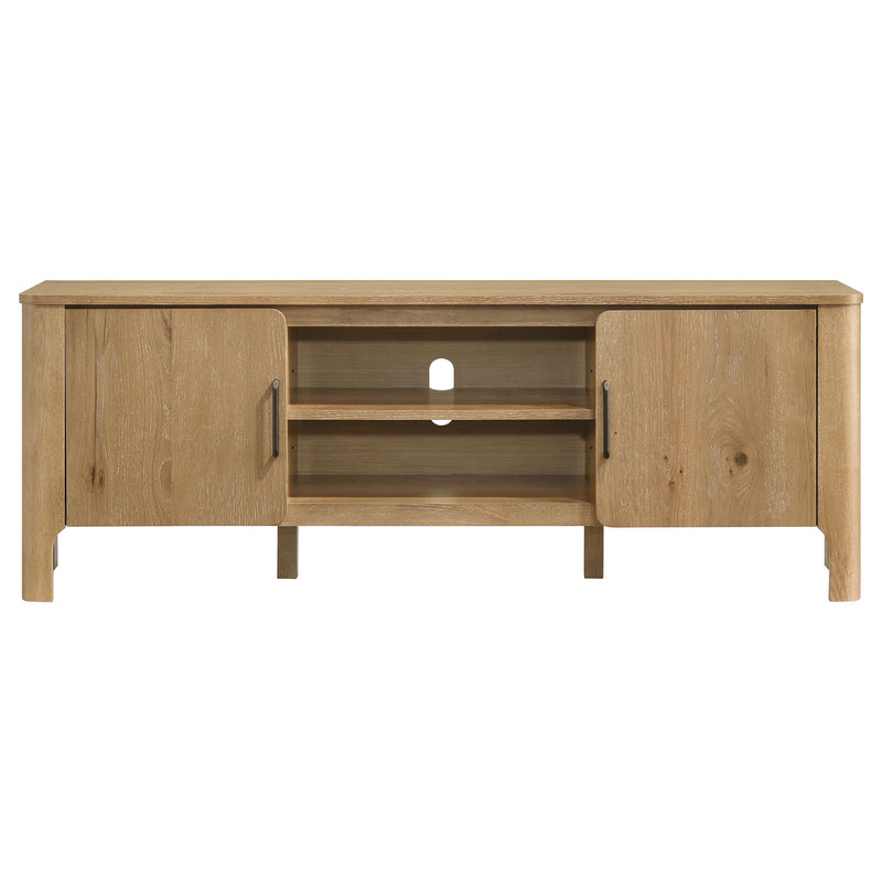 Rowe Mueble de TV de madera de 2 puertas y 65 pulgadas, consola multimedia, roble claro