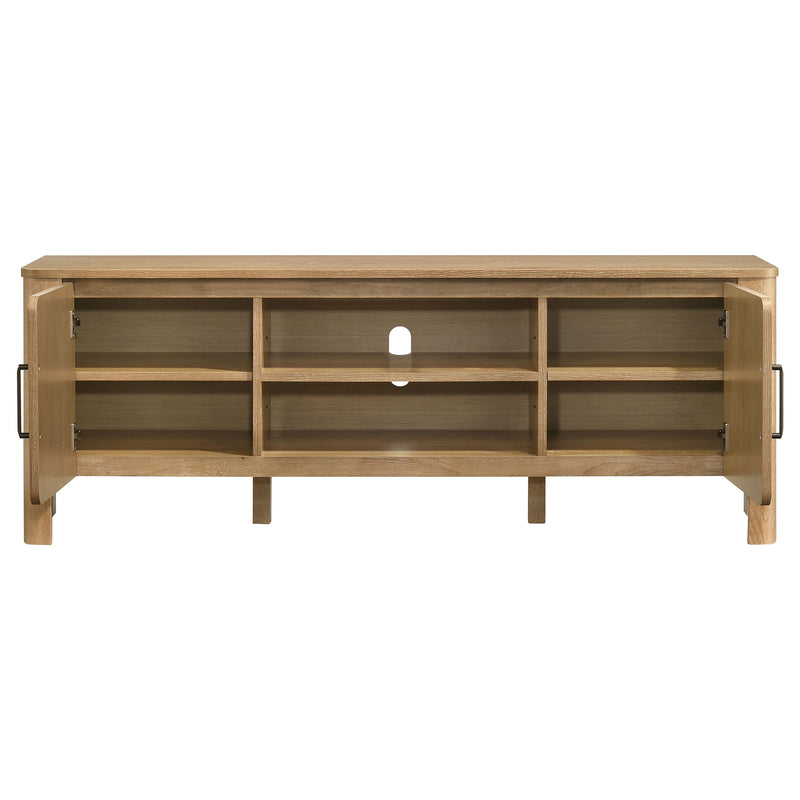 Rowe Mueble de TV de madera de 2 puertas y 65 pulgadas, consola multimedia, roble claro