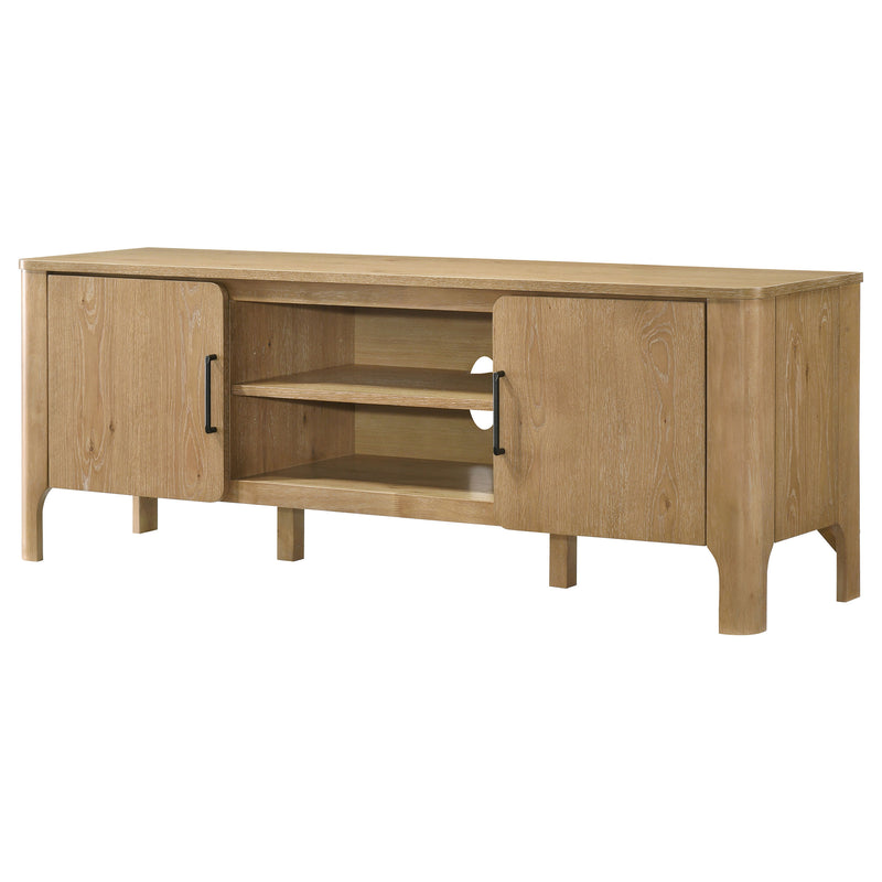 Rowe Mueble de TV de madera de 2 puertas y 65 pulgadas, consola multimedia, roble claro