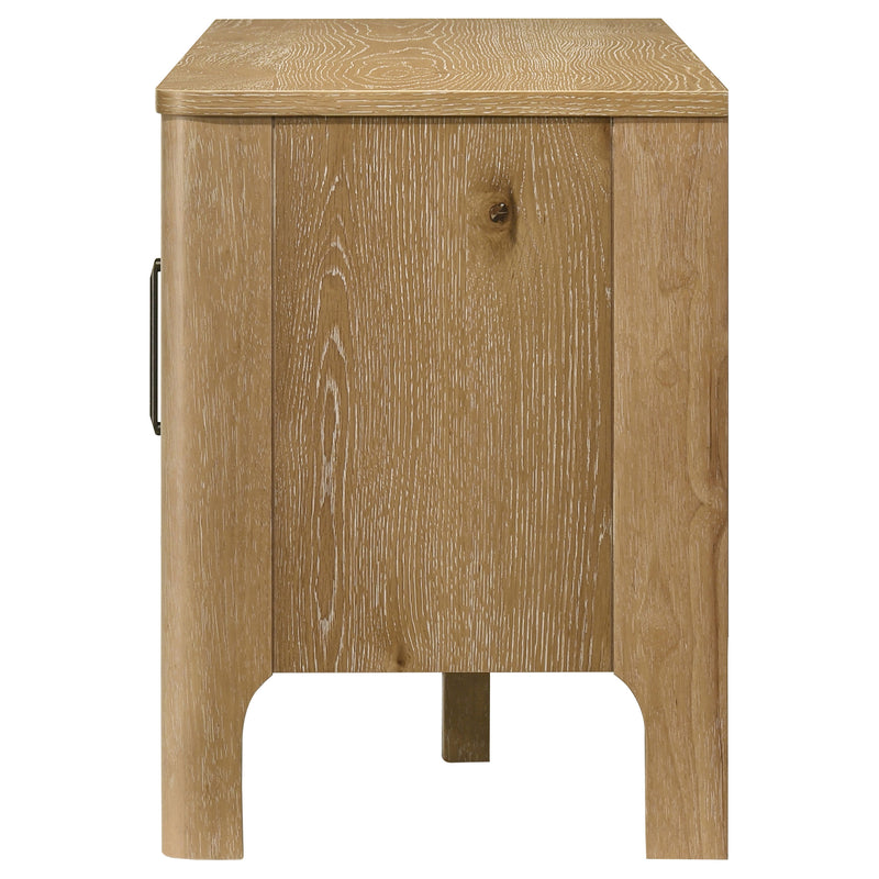 Rowe Mueble de TV de madera de 2 puertas y 65 pulgadas, consola multimedia, roble claro